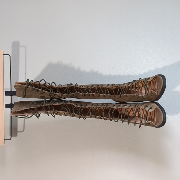 Free People x Jeffrey Campbell Perspective Suede Tall Knee High Lace Up Boot 8.5 - Picture 11 of 16